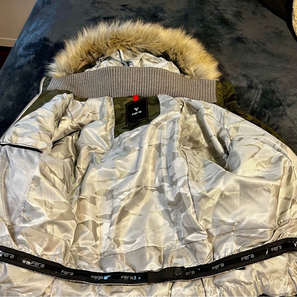 FERA Women’s Chloe Camo Down Ski Winter‎ Snow Parka Hooded Zipper Jacket Size 10 - Picture 13 of 16